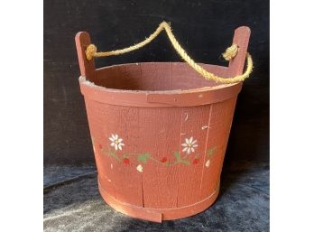 Painted Floral Wooden Bucket