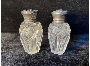 Antique Brilliant Cut Glass Salt And Pepper Shakers Signed Hawkes