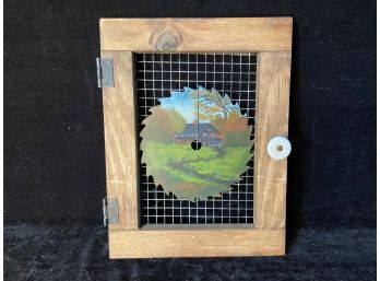 Folk Art Pie Safe Door With Inset Hand Painted Saw Blade