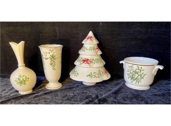 Four Lenox Holiday Themed Ceramic Pieces