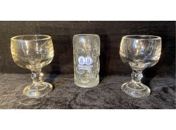Three Large Glass Drinking Vessels
