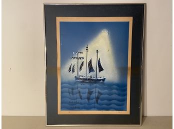 Enamel Embellished Print Of A Sailboat By Farmi