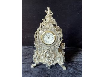 Ornately Detailed Metal Mantle Clock