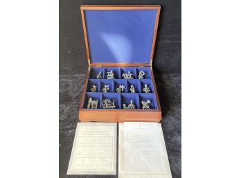 Franklin Mint 'The People Of Colonial America' Pewter Figures In Hardwood Collectors Chest