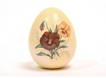 Ostrich Egg With Pansy Design