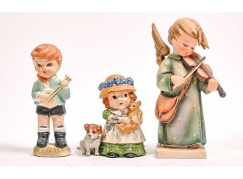 Collection Of German Porcelain Bisque Figurines & Cast Iron Coin Bank