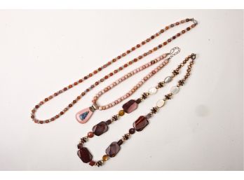 Three Natural Gemstone Bead Necklaces