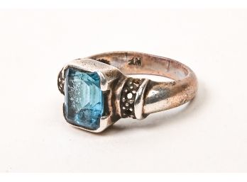 Sterling Ring With Light Teal Stone, Size 6