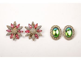 Two Vintage Pairs Of Clip-On Earrings