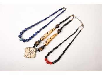 Trio Of Beaded Necklaces, Some Natural Gemstone