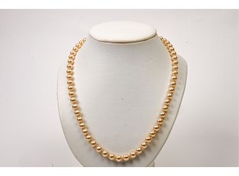 Faux Pearl Necklace With Gold Luster