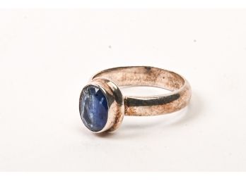 Silver Ring With Blue Gemstone, Size 6.5