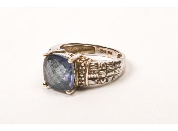 14 K Gold Ring With Blue-Grey Stone, Size 6