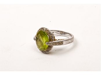 Green Tourmaline & Sterling Silver Ring, Size 6