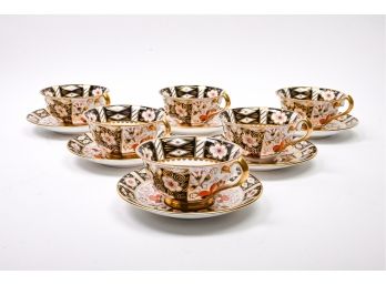 Matching Set Of Six Royal Crown Derby English Bone China Cups And Saucers.