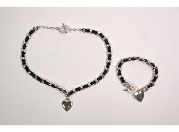 Heart Pendant Necklace & Bracelet Duo