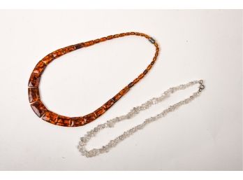 Amber & Quartz Bead Necklaces