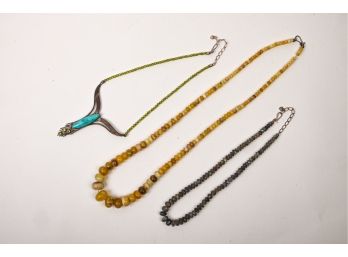 Trio Of Necklaces With Natural Gemstone Beads