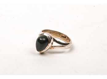 Sterling Silver & Onyx Teardrop Ring, Size 6