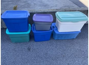 Assortment Of Plastic Storage Containers With Lids