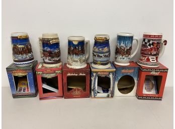 Collection Of Budweiser Beer Steins