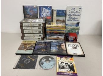 Assortment Of New And Used Media - DVD, Cassette And Music CD's