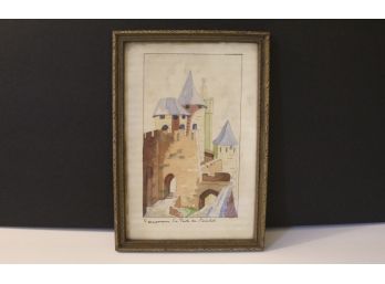 Vintage Water Color Of A French Castle