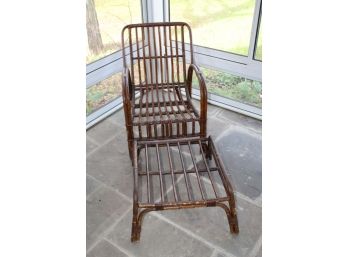 Great Brown Rattan Chair With Ottoman