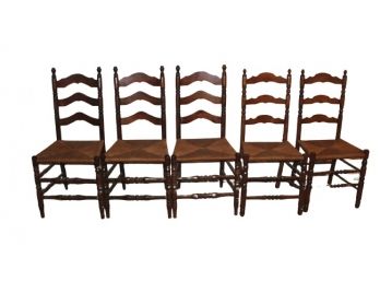 Great Set Of Five Vintage Ladderback Chairs