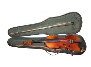 Vintage German Fiddle With Bow And Case