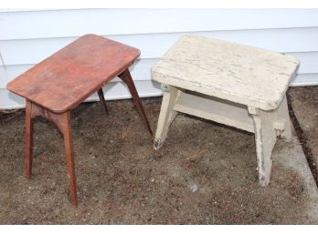 Vintage Howe Folding Table & Rustic Stool