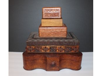 Intresting Collection Of Vintage Wooden Boxes