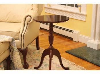 Tall Wooden Pedestal Side Table With Cabriole Foot Base