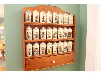 Hummel Spice Rack 1987 Collection - Complete Set With Wooden Display Shelf