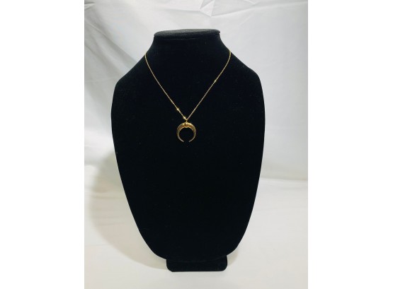 14Kt Yellow Gold Over 925 Silver Moon Necklace