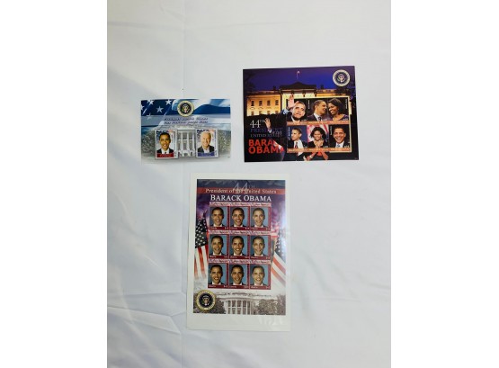 Lot Of 3 Stamp Sheets President Barak Obama Stamps - 15 Stamps