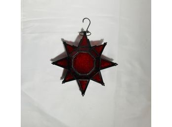 Beautiful Red Glass & Metal Hanging Star Decor