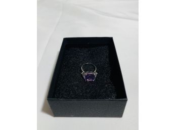 Fantastic 925 Silver Purple And White Crystal Ring