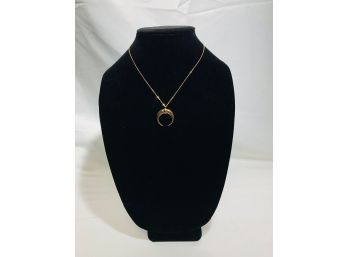 14Kt Yellow Gold Over 925 Silver Moon Necklace
