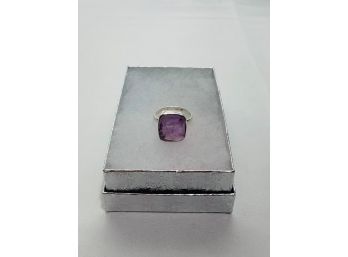 Beautiful Made In Brazil 925 Silver With Purple Genuine Gemstone Ring