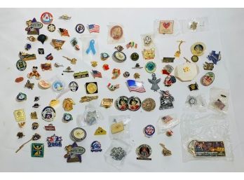 Huge Lot Of Vintage Pins - Disney , Star Trek , US Flags And More