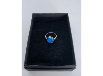 Pretty 925 Silver With Blue Stone Ring Size 7