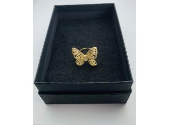 Made In China 14Kt Yellow Gold Over 925 Silver White Topaz Butterfly