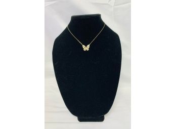 Beautiful 14Kt Yellow Gold Over 925 Silver Topaz Butterfly Necklace