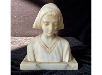 Carved Marble Bust Of A Lovely Young Girl