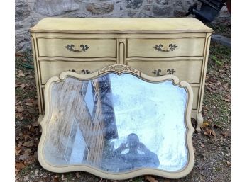 Vintage Hardwood Chest Of Six DrawersWith Matching Mirror