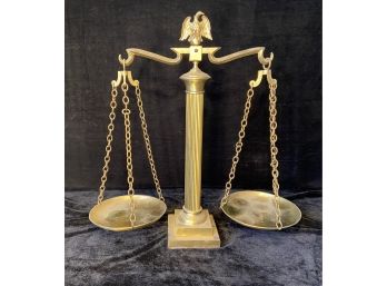 Large Brass Balance Scale With Eagle Finial