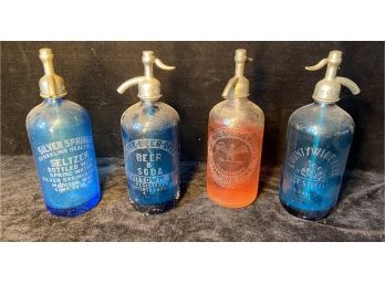 Four Antique Seltzer Bottles