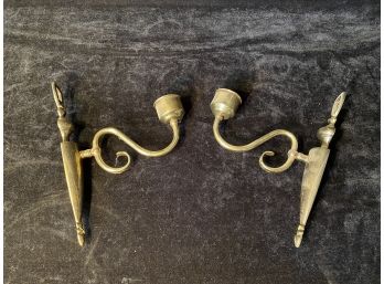 Two Brass Wall Candle Sconces