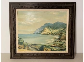 Oil On Canvas Of Sea And Mountains By Maurie Benton